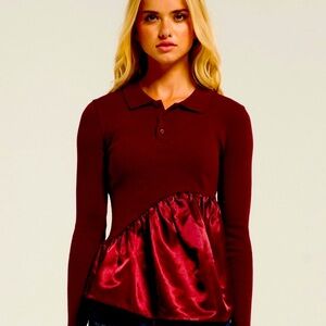 XHILIRATION 🍷 WINE! SILK! RUFFLED SWEATER!